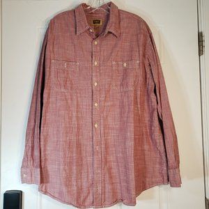 THE FOUNDRY SUPPLY CO  PINK WITH WHITE STRIPES LONGSLEEVE MEN SHIRT 100% COTTON